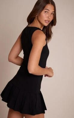 Prettylittlething Black Stretch Woven Frill Hem Shift Dress -Pretty Little Thing Shop 00357430413ca1252211011d5c04e50b2543f84c CNO6432 2 black stretch woven frill hem shift dress