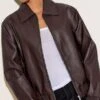 Prettylittlething Dark Chocolate Faux Leather Bomber Jacket -Pretty Little Thing Shop 0048ef3816fdd1c6abe9d3c27a083278a6aad76e CNN2514 4 dark chocolate faux leather bomber jacket
