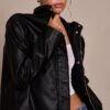 Prettylittlething Black Faux Leather Funnel Neck Jacket -Pretty Little Thing Shop 0092ddb30d6fcaa69998dac8c28e00fabe2bf5b3 CNN2526 1 black faux leather funnel neck jacket
