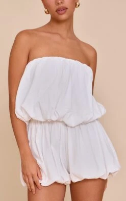 Prettylittlething White Puffball Detail Bandeau Romper -Pretty Little Thing Shop 00a5be7770d6c2200f8f13ff7499ea49c904ba45 CNM7315 4 white puffball detail bandeau playsuit