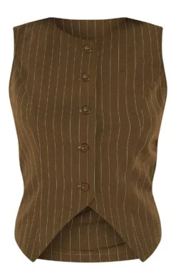 Prettylittlething Khaki Tailored Woven Pinstripe Cinched Vest -Pretty Little Thing Shop 010db537ad54a8a43d505516822c338873111e6a CNL7210 5 khaki tailored woven pinstripe cinched waistcoat