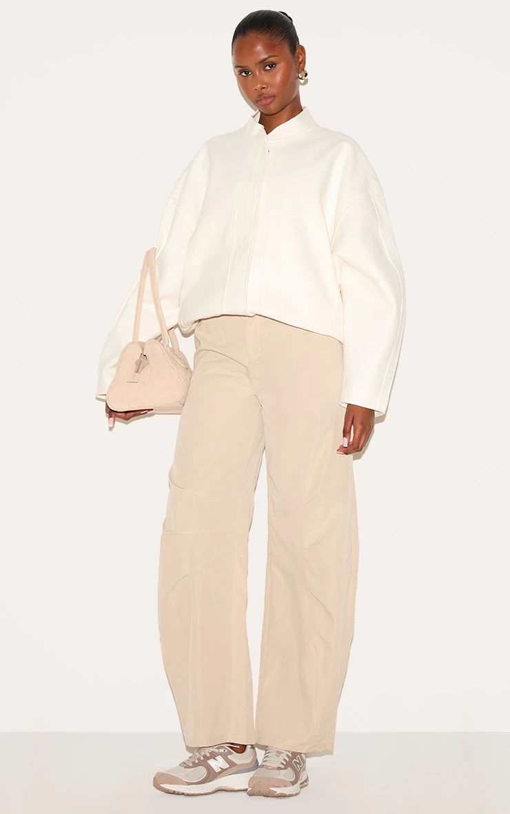 Prettylittlething Stone Woven Tailored Barrel Leg Pants 2 Prettylittlething Stone Woven Tailored Barrel Leg Pants - Image 2