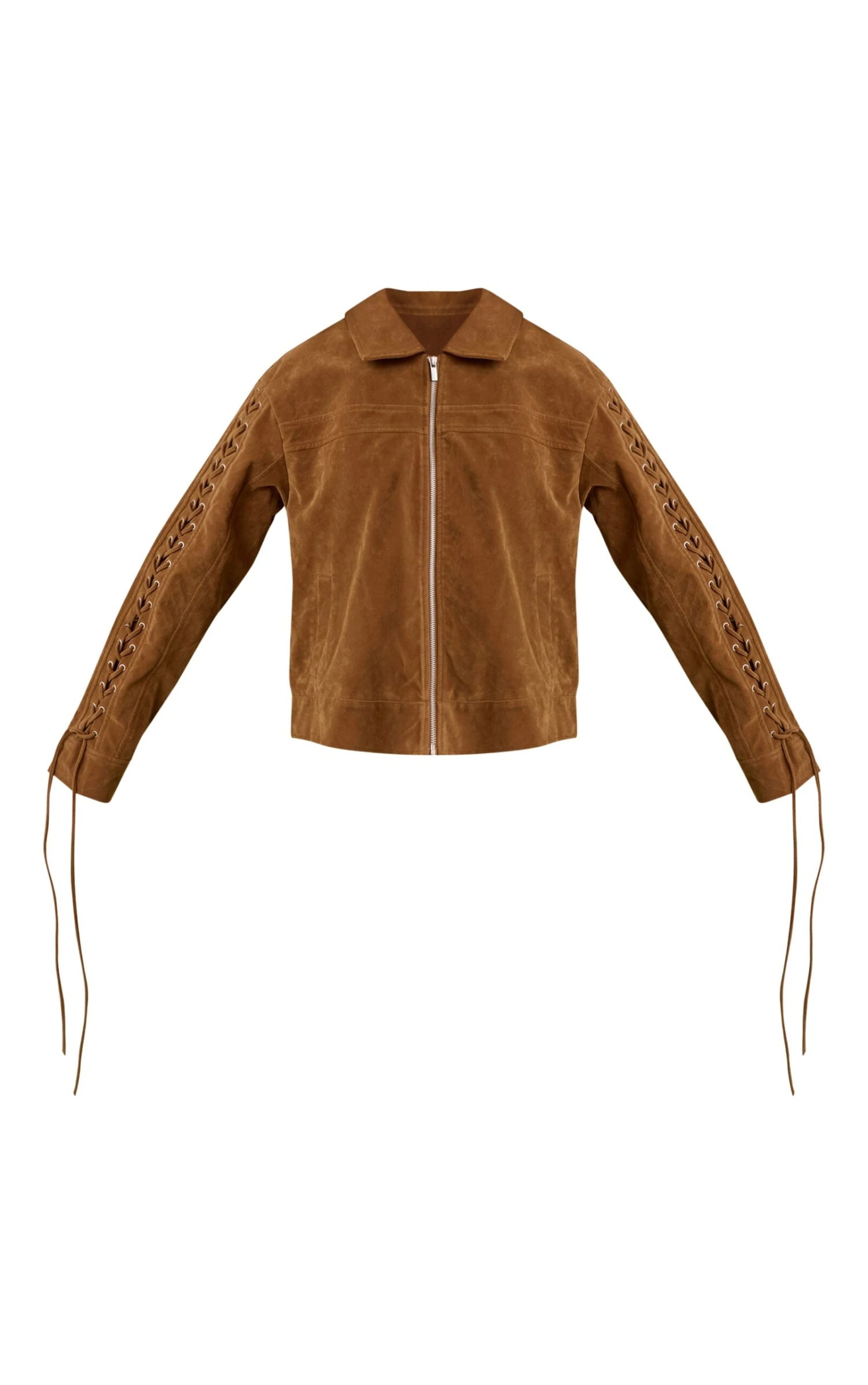 Prettylittlething Brown Lace Up Faux Suede Boxy Jacket 5 Prettylittlething Brown Lace Up Faux Suede Boxy Jacket - Image 5