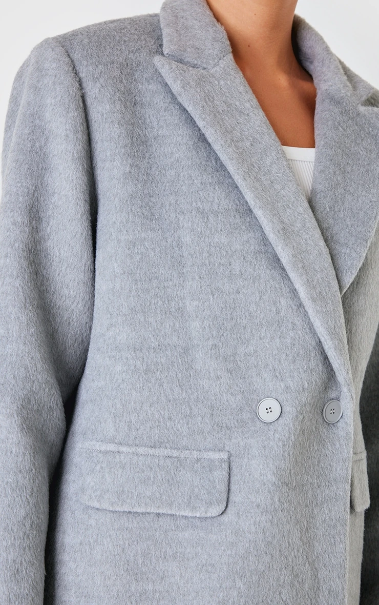 Prettylittlething Grey Oversized Textured Wool Look Blazer 4 Prettylittlething Grey Oversized Textured Wool Look Blazer - Image 4