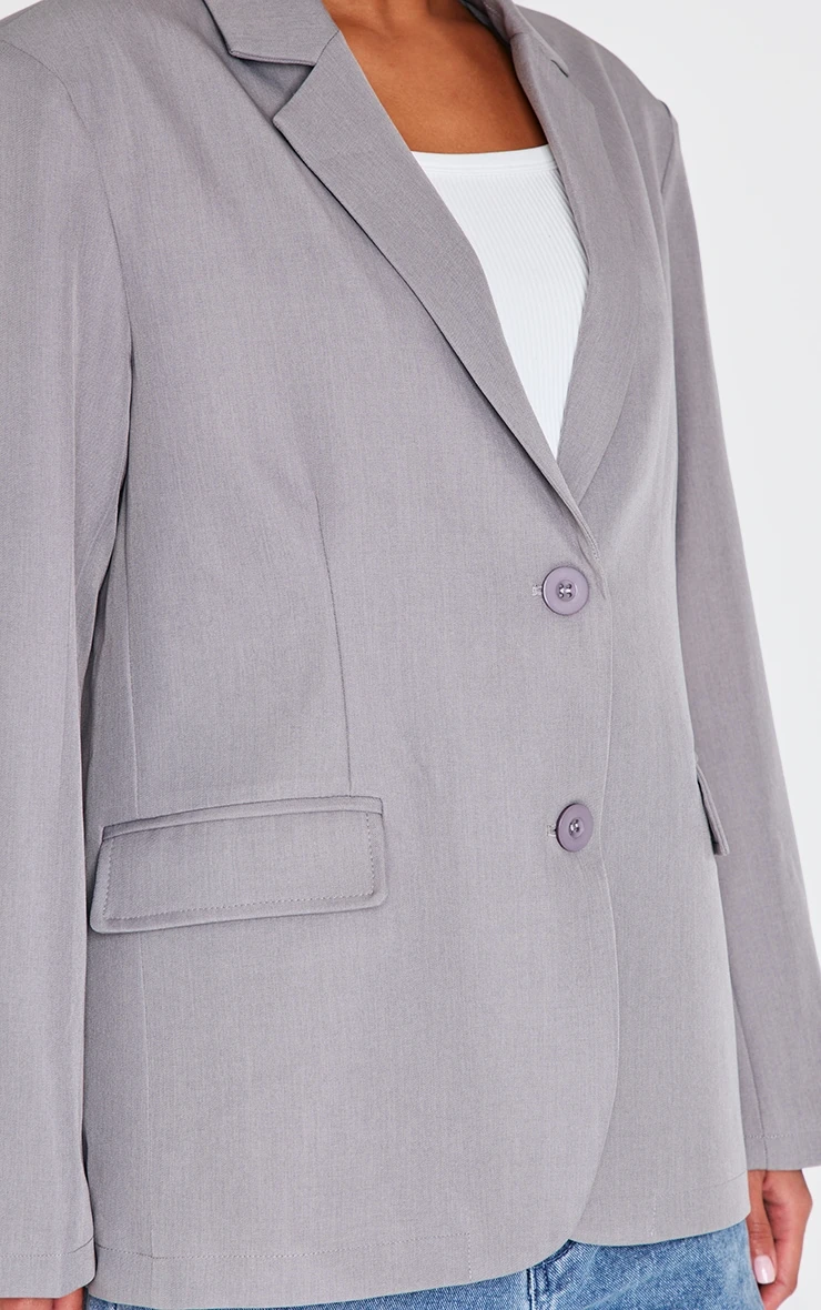 Prettylittlething Grey Seam Detail Structured Oversized Blazer 4 Prettylittlething Grey Seam Detail Structured Oversized Blazer - Image 4