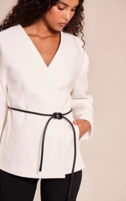 Prettylittlething Ecru Collarless Wrap Style Tie Waist Wool Look Coat -Pretty Little Thing Shop 0330fb2930dfa017cf1350876e833a65316d3e54 CNN8522 4 ecru collarless wrap style tie waist wool look coat