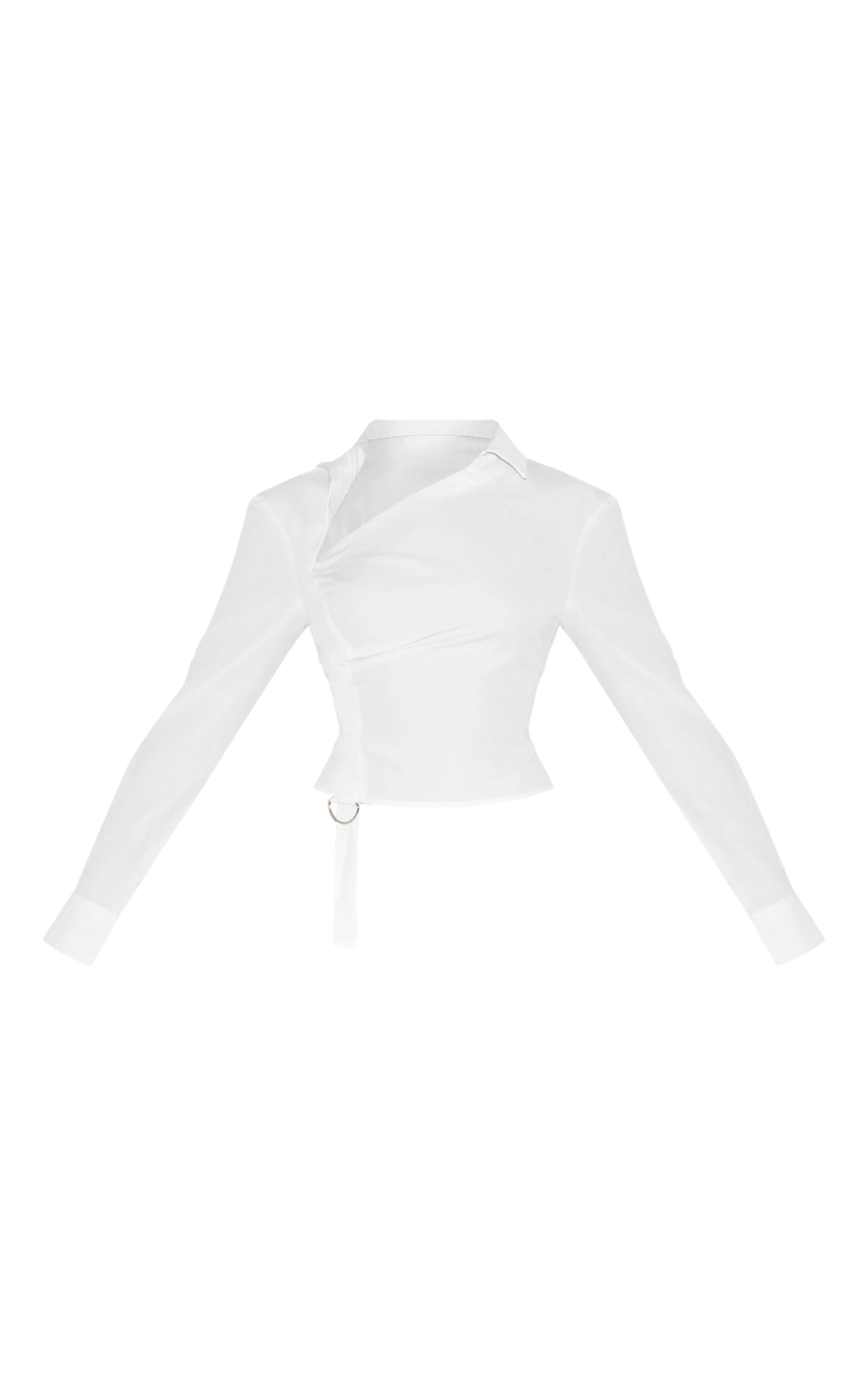 Prettylittlething White Ruched Buckle Asymmetric Shirt 5 Prettylittlething White Ruched Buckle Asymmetric Shirt - Image 5