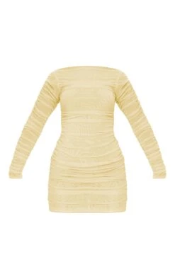 Prettylittlething Premium Yellow Double Layer Mesh Ruched Long Sleeve Bodycon Dress -Pretty Little Thing Shop 049dbc2ec22ad46697dfd6d4fbc9843915412b8e cnj4636 5