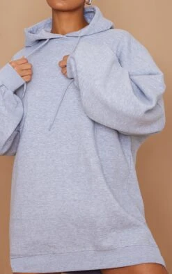 Prettylittlething Grey Marl Oversized Hooded Sweatshirt Dress -Pretty Little Thing Shop 050c582e75e8673355ea019a4d279e435445b9db cmv4111 5