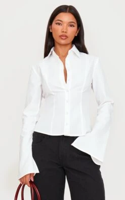 Prettylittlething White Seam Detail Fitted Shirt