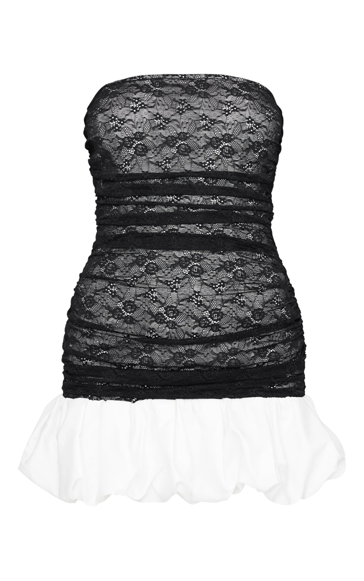 Prettylittlething Black Lace Bandeau Puff Hem Mini Dress 5 Prettylittlething Black Lace Bandeau Puff Hem Mini Dress - Image 5