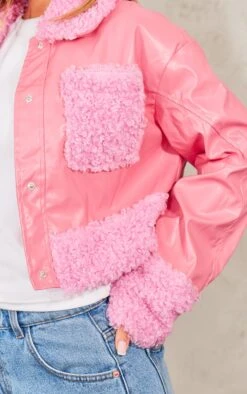 Prettylittlething Pink Borg Pocket Front Faux Leather Cropped Coat 7 Prettylittlething Pink Borg Pocket Front Faux Leather Cropped Coat -Pretty Little Thing Shop 05a77f7d2a571648aa8ae90b19016151b26575a3 cnf4889 4