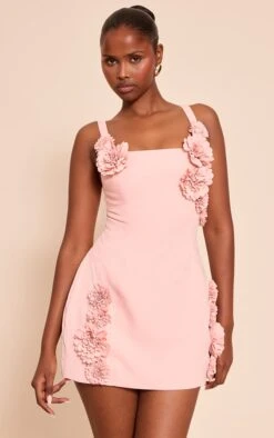 Blush Floral Detail Shift Dress