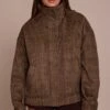Prettylittlething Brown Checked Funnel Neck Bomber Jacket -Pretty Little Thing Shop 0640b9dfe24584755b75ea46cb667c8d0b7085db CNN8547 1 brown checked funnel neck bomber jacket