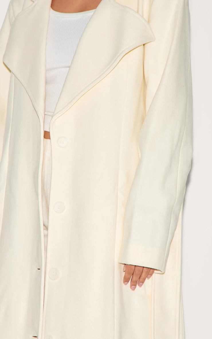 Prettylittlething Ecru Oversized Wool Look Trench Coat 4 Prettylittlething Ecru Oversized Wool Look Trench Coat - Image 4