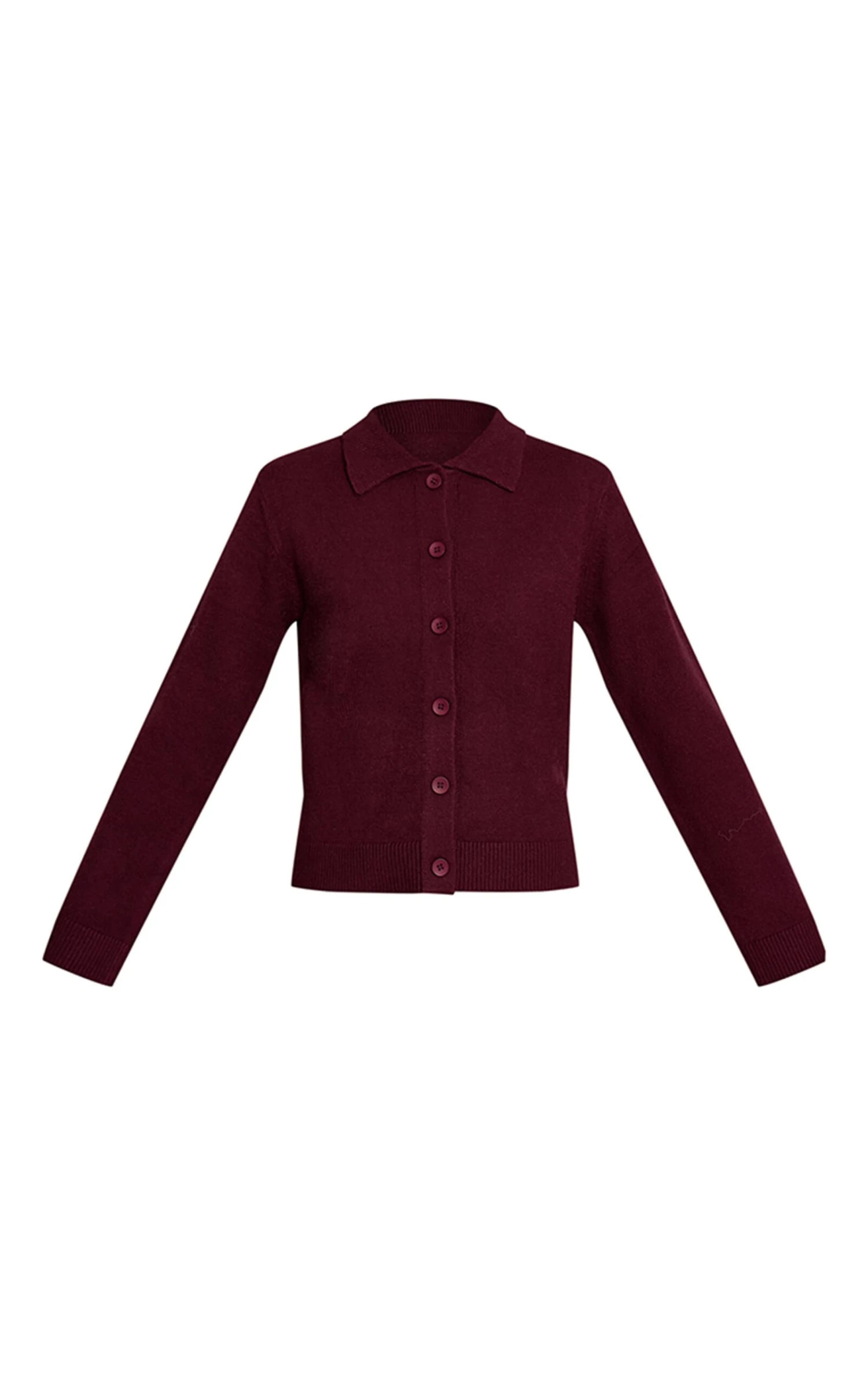 Prettylittlething Chocolate Plum Button Through Collar Cardigan 5 Prettylittlething Chocolate Plum Button Through Collar Cardigan - Image 5