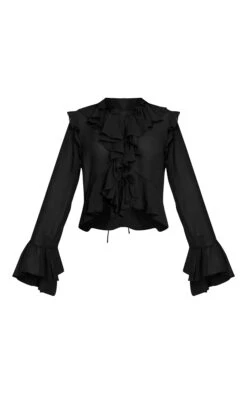 Black Chiffon Frill Long Sleeve Shirt -Pretty Little Thing Shop 06a1e79dcee142516a210a51e62e4702091e254f CNO1485 5 black chiffon frill long sleeve shirt