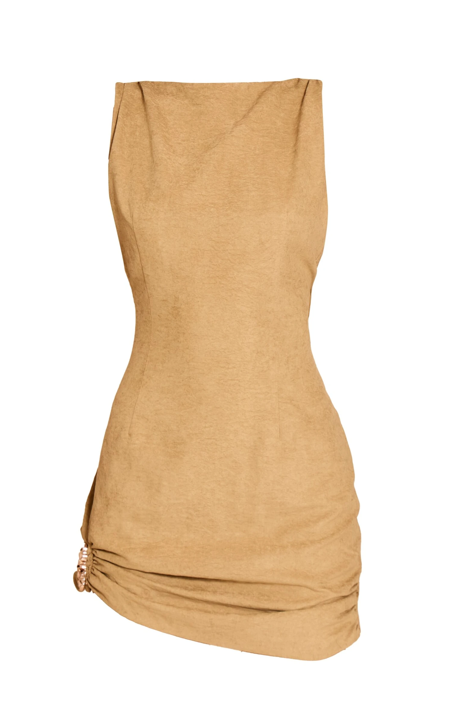 Prettylittlething Pale Lime Textured High Neck Trim Detail Bodycon Dress - Image 5
