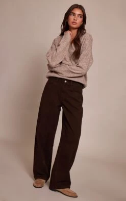 Chocolate Seam Detail Low Rise Barrel Jeans