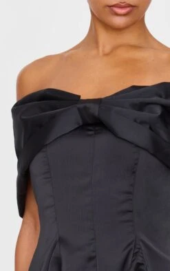 Prettylittlething Premium Black Satin Extreme Bow Detail Romper -Pretty Little Thing Shop 0735c3c5109fb74a81bd3c7d56741c1496af40ef CNK4545 4 premium black satin extreme bow detail playsuit