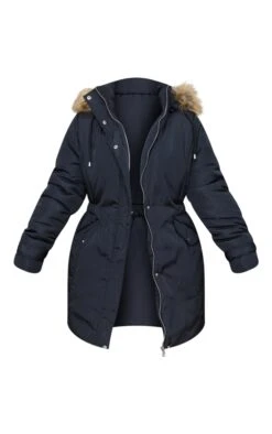 Prettylittlething Plus Black Fur Hood Elasticated Waist Longline Parka Coat -Pretty Little Thing Shop 0763fcc535191bf074bb5dd5fa0c076ba7f265bc cmy9547 5