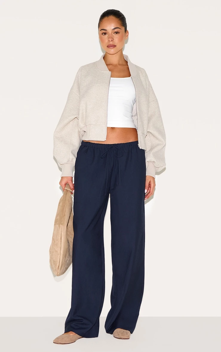 Prettylittlething Stone Ruched Sleeve Cropped Bomber Jacket 3 Prettylittlething Stone Ruched Sleeve Cropped Bomber Jacket - Image 3