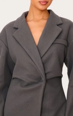Prettylittlething Charcoal Wool Look Cinched Blazer -Pretty Little Thing Shop 07a3245c54a73b4aa850a49d9cf74ec6fbb2400b CNL5012 4 charcoal wool look cinched blazer