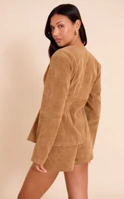 Tan Structured Faux Suede Cinched Waist Blazer -Pretty Little Thing Shop 07dbba5593e5887daf0a6538c7517d2406ad1dbf CNO2223 2 tan structured faux suede cinched waist blazer