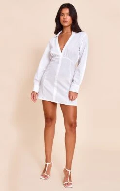 Prettylittlething White Plunge Shirt Dress -Pretty Little Thing Shop 08289959c99f4517c899c663d02da5ec8ce3193a CNM4234 3 white plunge shirt dress
