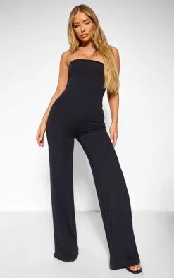 Black Double Layer Contour Jersey Bandeau Wide Leg Jumpsuit -Pretty Little Thing Shop 08421ba1c281df6721c065f2c08fead83d112411 cni5813 3
