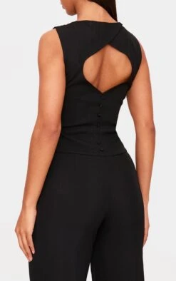 Prettylittlething Black Structured Woven Open Back Detail Straight Leg Jumpsuit -Pretty Little Thing Shop 087269cbb707b8a07205d81848e3b5845dd3434b CNL3773 4 black structured woven open back detail straight leg jumpsuit