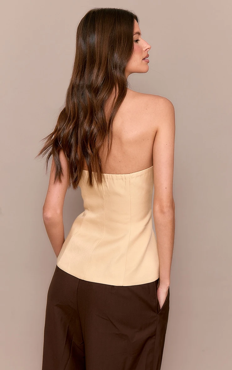 Prettylittlething Butter Yellow Woven Structured Bandeau Vest 2 Prettylittlething Butter Yellow Woven Structured Bandeau Vest - Image 2