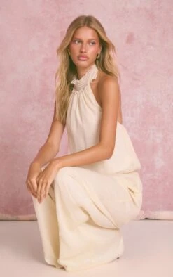 Cream Textured Shirred Waist Jumpsuit 7 Cream Textured Shirred Waist Jumpsuit -Pretty Little Thing Shop 08abf32c00ceef9bbdb01d8c9290f1404af24412 CNO0491 3 cream textured shirred waist jumpsuit