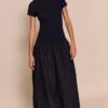 Black Dropped Waist T Shirt Puff Ball Hem Maxi Dress -Pretty Little Thing Shop 08b8041c47ad5c4d69aef154bcd2c5a1a3f5ee67 CNO2453 1 black sleeveless straight neck shift dress