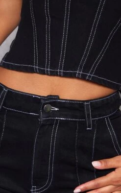 Prettylittlething Black Contrast Seam Detail Straight Leg Jeans -Pretty Little Thing Shop 09472ce75e0cc814be501eab21b892960bb47351 cna3255 4