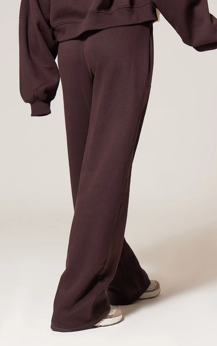 PRETTYLITTLETHING Chocolate Wide Leg Embroidered Sweatpants 3 PRETTYLITTLETHING Chocolate Wide Leg Embroidered Sweatpants - Image 3