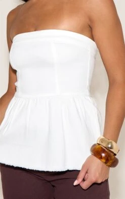 Prettylittlething White Raw Hem Peplum Bandeau Denim Top 8 Prettylittlething White Raw Hem Peplum Bandeau Denim Top -Pretty Little Thing Shop 099148c2ae0808c7d9ed075d973882519bd66266 CNM8096 4 white raw hem peplum bandeau denim top