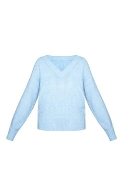 Prettylittlething Light Blue V Neck Knitted Sweater -Pretty Little Thing Shop 099ceb623529a58936de77e747e27bc9da9b6efb CNN6375 5 light blue v neck knitted jumper