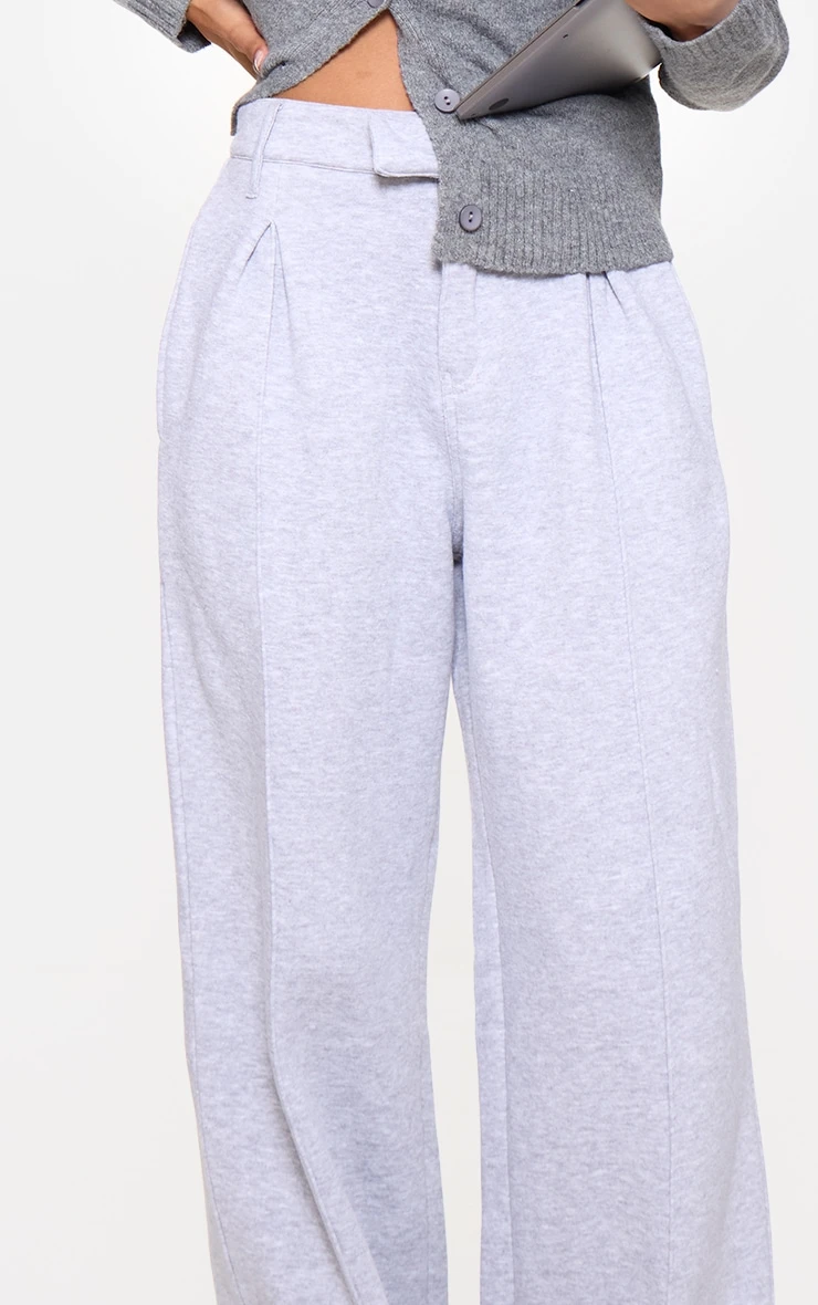 Prettylittlething Grey Marl Pintuck Fleeceback Tailored Sweatpants 4 Prettylittlething Grey Marl Pintuck Fleeceback Tailored Sweatpants - Image 4