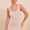 Prettylittlething Natural Sequin Scoop Neck Mini Dress