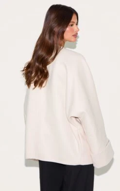 Prettylittlething Cream Wool Look Batwing Jacket -Pretty Little Thing Shop 0aafce928392c64bb701b3548d00328eb9e4d2b0 CNM5311 2 cream wool look batwing jacket