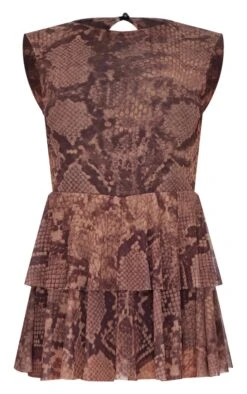 Prettylittlething Brown Snake Print Mesh Rara Skort Romper -Pretty Little Thing Shop 0acdfd7177545ece817a9d16e06f63780f2025bd cnl3825 5