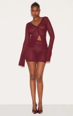 Prettylittlething Plum Crochet Mini Skirt