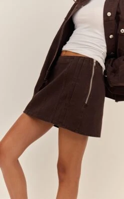 Prettylittlething Dark Chocolate Pleat Detail Denim Mini Skirt -Pretty Little Thing Shop 0bc3795fb1dad7d091f21a2c7b710b620c5a74de CNN6701 5 dark chocolate pleat detail denim mini skirt