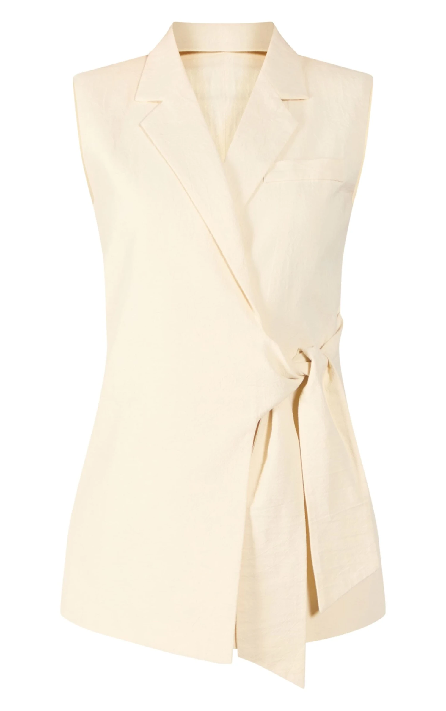 Prettylittlething Cream Linen Look Tie Waist Vest 5 Prettylittlething Cream Linen Look Tie Waist Vest - Image 5