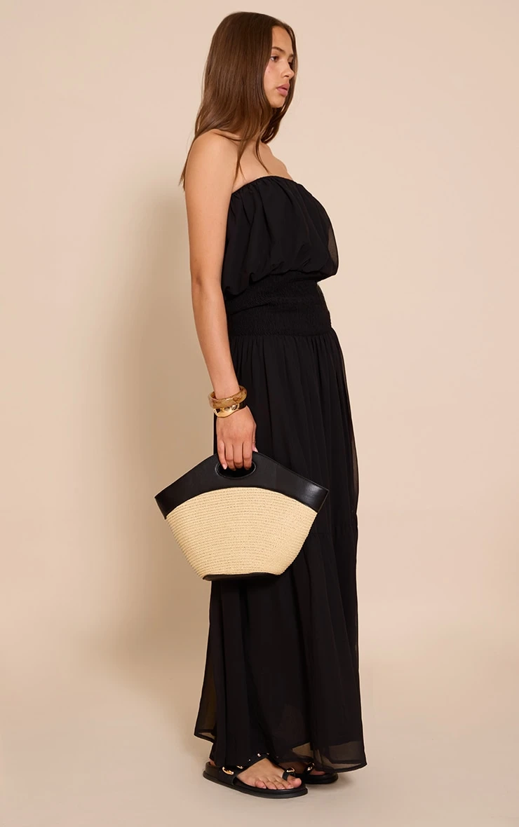 Prettylittlething Black Chiffon Bandeau Sheered Waist Maxi Dress 3 Prettylittlething Black Chiffon Bandeau Sheered Waist Maxi Dress - Image 3