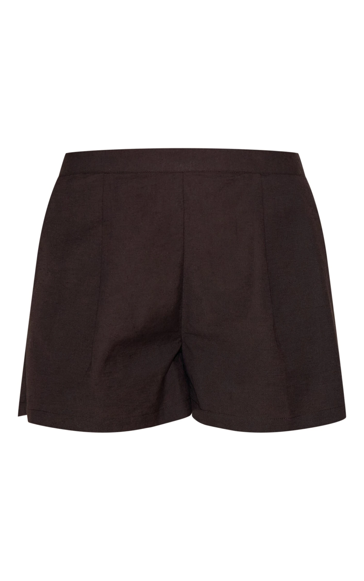 Prettylittlething Chocolate Linen Look Oversized Detail Floaty Short 6 Prettylittlething Chocolate Linen Look Oversized Detail Floaty Short - Image 6