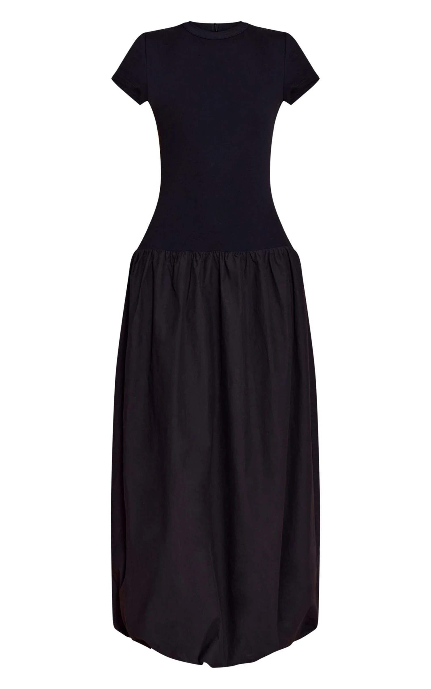 Black Dropped Waist T Shirt Puff Ball Hem Maxi Dress 5 Black Dropped Waist T Shirt Puff Ball Hem Maxi Dress - Image 5