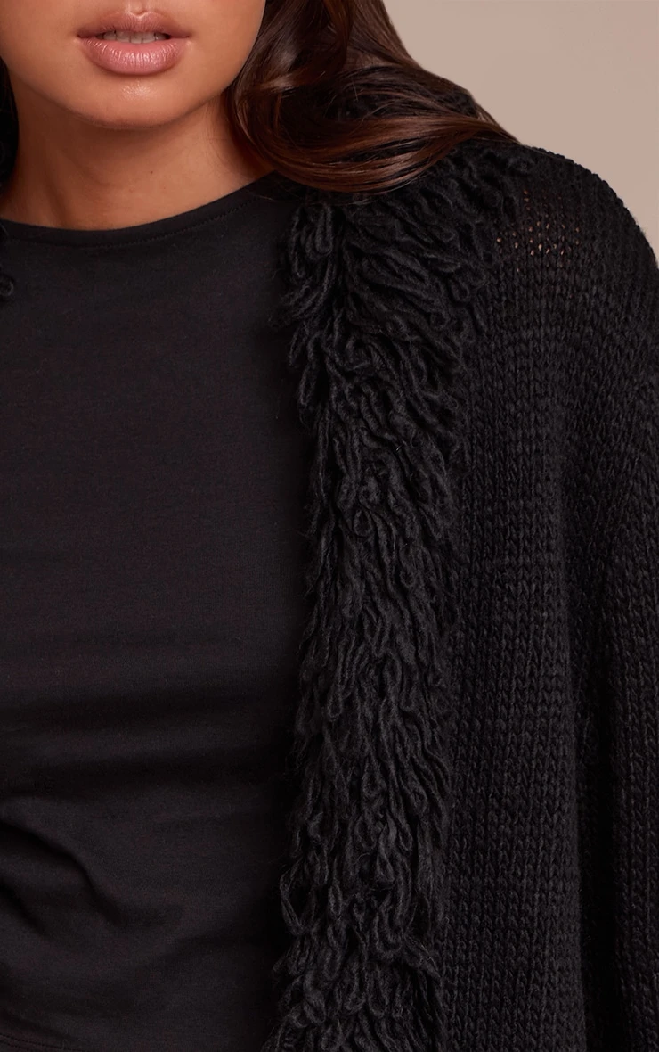Black Loop Knit Edge Cardigan 4 Black Loop Knit Edge Cardigan - Image 4