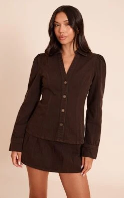 Prettylittlething Dark Chocolate FloatyPleated Denim Mini Skirt -Pretty Little Thing Shop 0d2ce8de83c945b5fd568ea76be6b48af252ef6c CNN6686 4 dark chocolate floaty pleated denim mini skirt